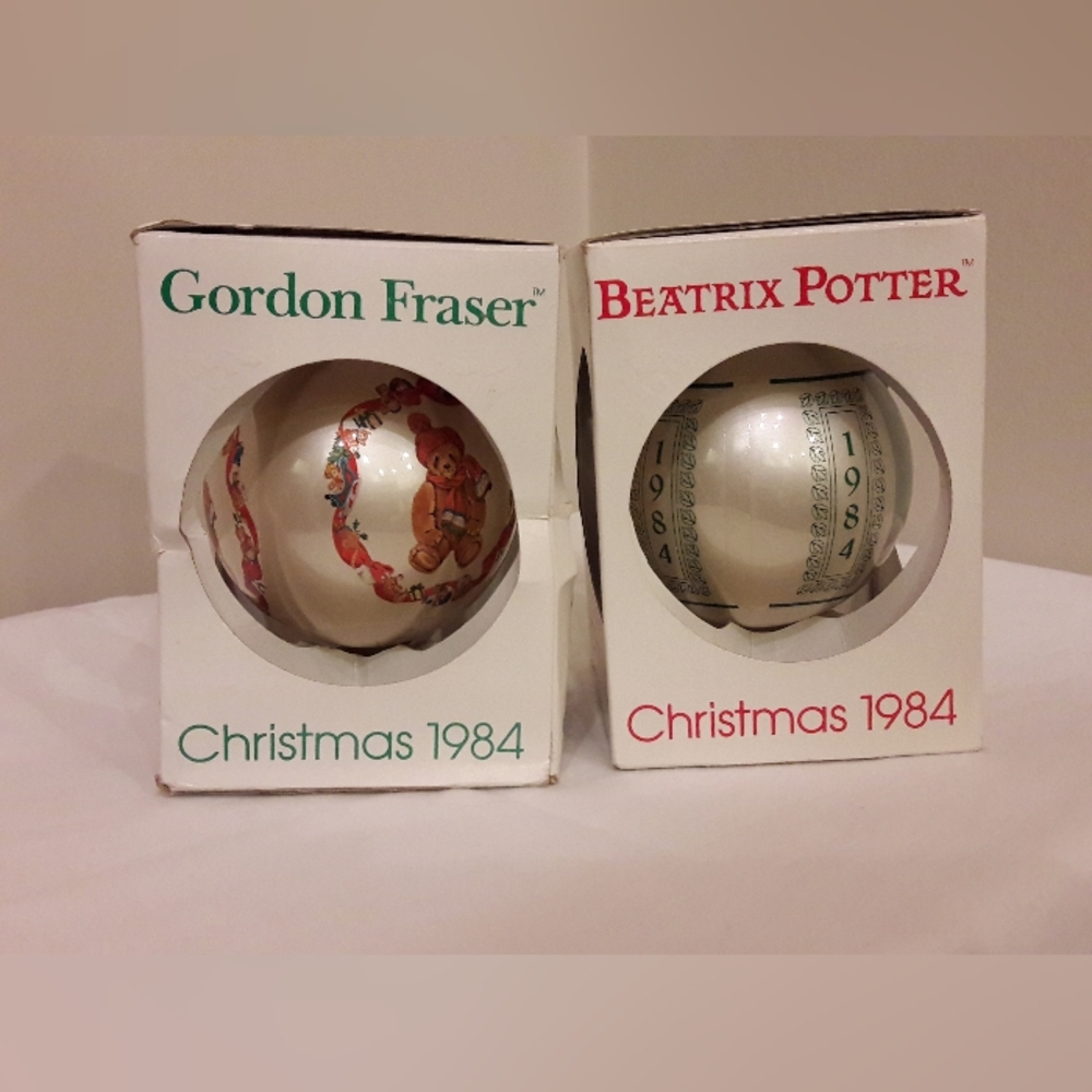 Vintage Schmid Collectors Gallery Glass Christmas Ornaments PAIR